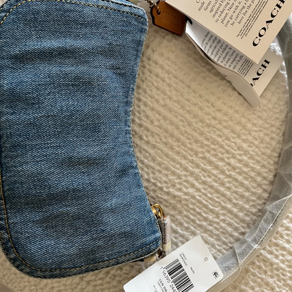 Coach Blue Denim Crescent Shoulder Bag with Gold Hardware swinger 20 NWT